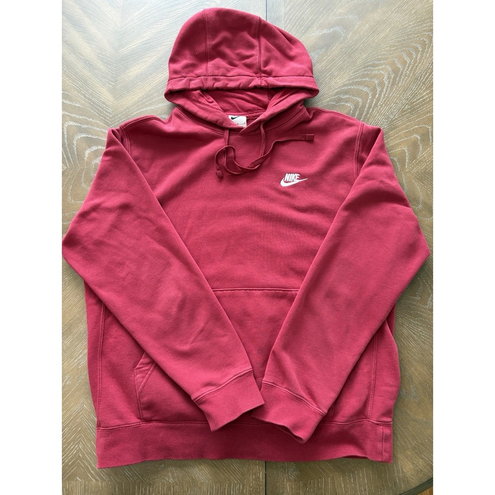 Nike Sportswear Club Fleece Hoodie Mens Medium Burgundy Red BV2654-690